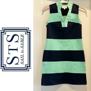 Sail to Sable shake it all navy cabbage stripe tunic mini dress XS